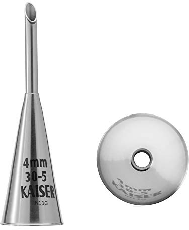 Original Kaiser Fülltülle 4 mm, Spritztülle aus Edelstahl rostfrei, Krapfentülle falz- und randfrei, Berliner Tülle