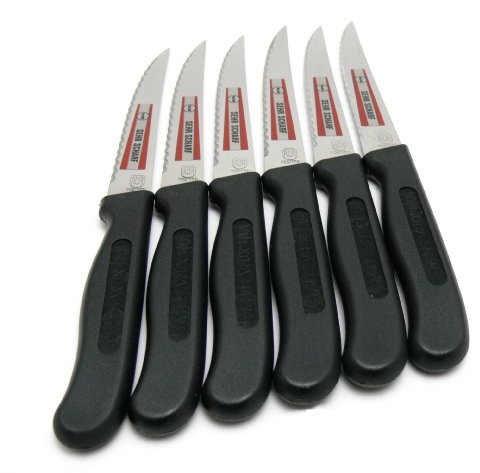 NEUSTANLO Vespermesser Set 6-teilig | Universalmesser mit schwarzem Griff | Frühstücksmesser & Jausenmesser | ideal als Brotzeitmesser für Küche, Brot & Aufschnitt