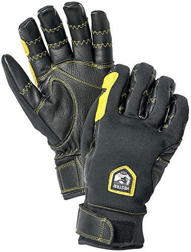 Hestra Ergo Grip Active Handschuh, Leder, Winddicht, 5-Finger, langlebig, Outdoor-Handschuh zum Skifahren, Wandern, Kajak und Rucksackreisen, Schwarz/Schwarz, Größe 7