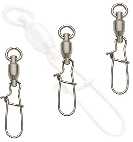 10/20 PCS Size 0#~8# High Strength Ball Bearing Swivel with Duo-Lock Snap Fishing Line Connectors (0# (24LB) 10pcs)