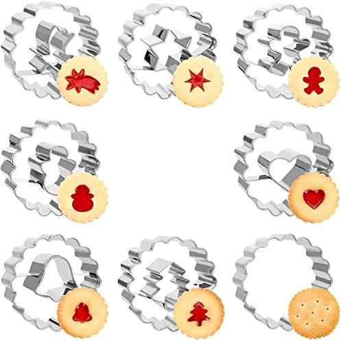 Weihnachten Linzer Ausstecher Set,9 Stück Mini Linzer Ausstechformen Keksausstecher , Plätzchenausstecher - für Tortendeko, Kekse und Fondant