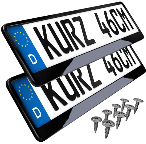 2 Kurze Kennzeichenhalter in schwarz Hochglanz 46 x 11cm Auto Nummernschildhalter Kurze Kennzeichen 460mm x 110mm Kurzer kennzeichenhalter (Schwarz Hochglanz)