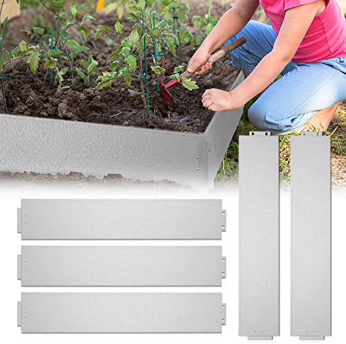 Froadp 15cm di Altezza Bordi in Metallo per Prato, Bordature da Giardino Zincati Lunghezza 100cm, Palizzate in Argento, Barriera da Giardino Anti-raccolta, Separatore per Piante Ortaggi Verdure (10m)