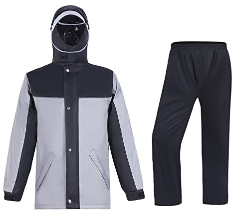 7VSTOHS Men Rain Suit Unisex Waterproof Raincoat Motorcycle Cycling Hooded Jackets Windproof Rainwear