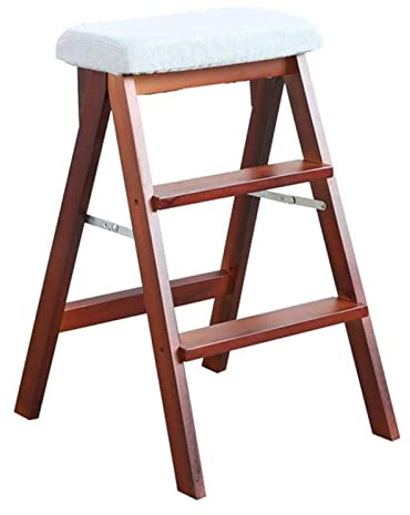 Escabeau pliant en bois massif, tabouret de bar pour la maison, tabouret d'escalier pliable, chaise d'échelle multifonctionnelle en bois pour bureau de cuisine avec 3 marches, pour cuisine pub café