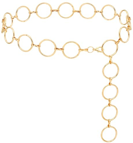 LIMHOO Metal Waist Chain for Women Chunky Belly Link Chain Belt for Dresses (Gold 1 S)