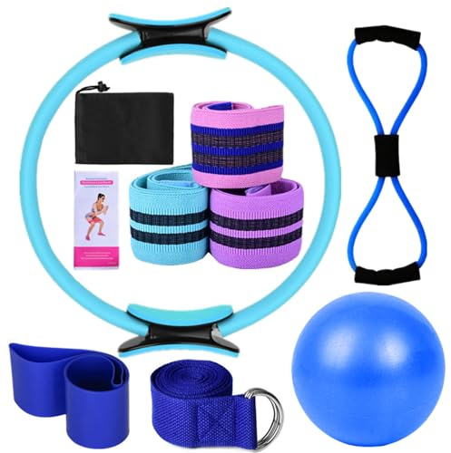 Solinder - Fasce elastiche per il sollevamento glutei, set yoga per donne, attrezzatura Pilates per la casa, Magic Ring Pilates, palla yoga, 25 cm, resistenza a forma di 8