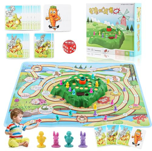 Gxhong Kaninchen Schildkröte Spiele, Hase Brettspiele Kinderspiele, Hase Hüpf Spiel, Partyspiel, Spielesammlung Klassiker, Spiele für Kinder und Erwachsene für den Innen und Außenbereich