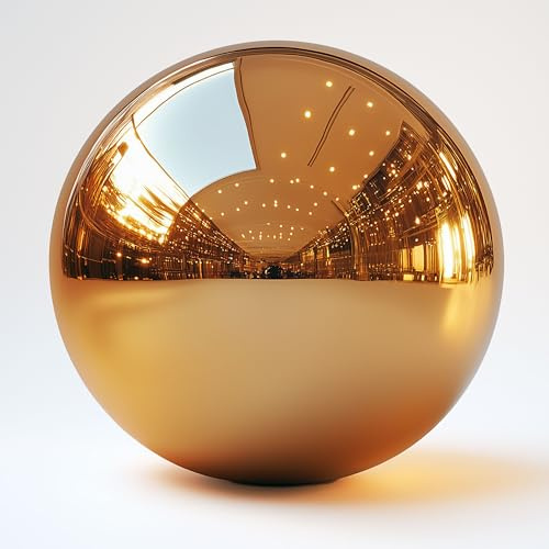 Köhko Sfera decorativa dorata lucidata in acciaio inox di alta qualità, misura 48 cm