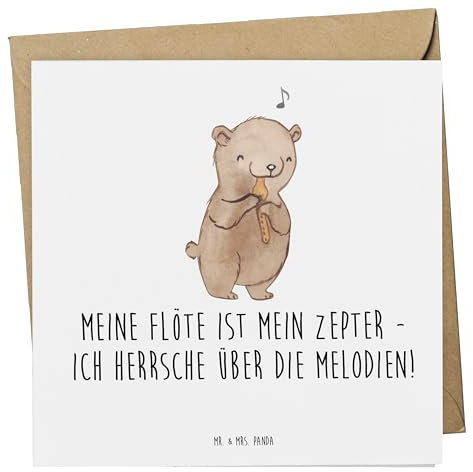 Mr. & Mrs. Panda Geburtstagskarte Flötenzauber - Geschenk, Musik, Flötist, Musikinstrument, Melodie, Geschenkkarte, Kammermusik, Karte, Instrument, Lernen, lustige karten, weihnachtskarte, Zepter