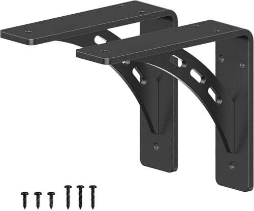 PICESA 6 inch x 5 inch Heavy Duty Shelf Brackets , Metal Mantel Brackets (Set of 2) Fireplace Mantel Brackets - Countertop Support , Max Load 1000 Lbs (6 ''x 5 '')