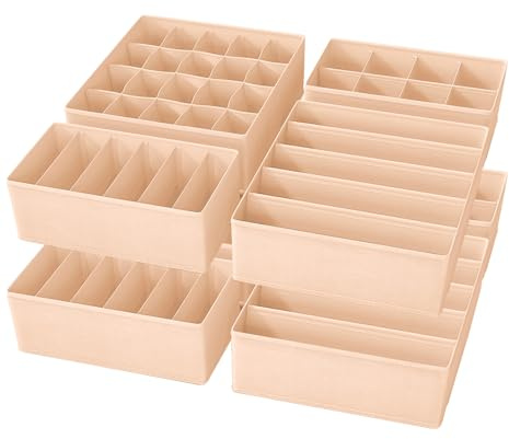 Yucch 8er Set Unterwäsche Organizer – faltbare Stoffboxen für Schubladen mit 5/6/8/20 Fächern, platzsparendes Ordnungssystem für BHs, Socken und Krawatten – Rosa