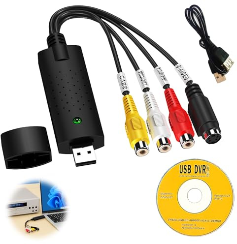 Seefey Convertisseur VHS Numérique,Carte de Capture vidéo USB 2.0,pour PC,Télévision,Lecteur Cassette,Caméscope