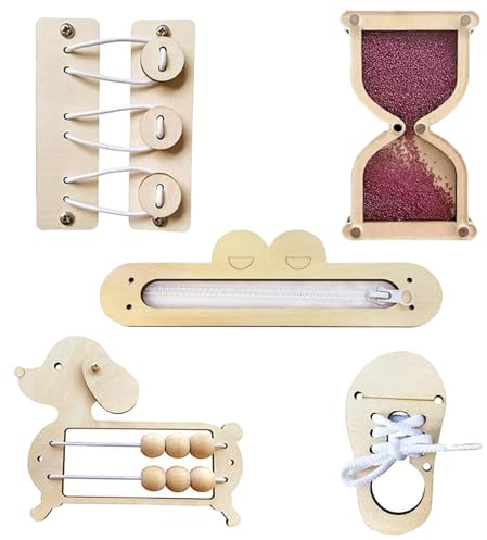 Custamix Busy Board Montessori – Tableau d’Activités Éducatif en Bois Sensoriel DIY, Jouet d’Éveil et d’Apprentissage pour Développer la Motricité Fine et Les Compétences de Vie des Jeunes Enfants
