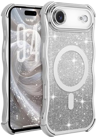 Wirvyuer for iPhone Air Wave Frame Bling Card Magnetic Case, Silver