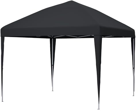 LLGWGL 3 x 3 m vikbar pop-up paviljong vikbar paviljong – höjdjusterbar trädgårdspaviljong vattentät stabil vintersäker med bärväska 4 sandsäckar för trädgård, camping, fest, utomhus (svart)