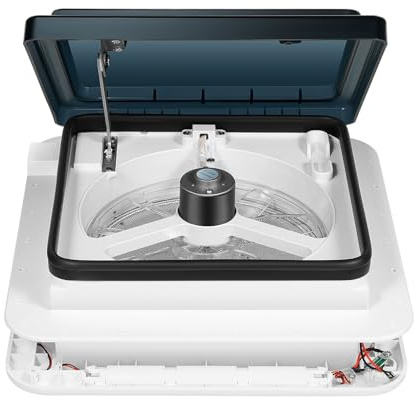 Tubisku Ventilatore da tetto per camper, 12 V, con luce a LED, sensore di pioggia per roulotte, camper, auto e rimorchi