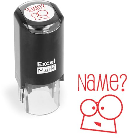 ExcelMark Name? - Self-Inking Round Teacher Stamp - Red Ink