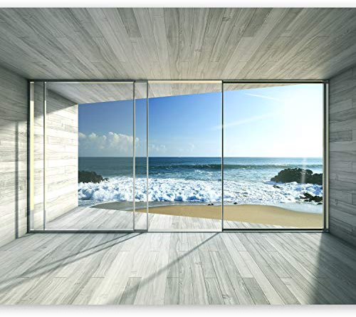 murando - Vlies Fototapete Meer Fenster 350x256 cm - Foto Tapete Schlafzimmer Wohnzimmer Moderne Vliestapete XXL Wandtapete Motivtapeten Bildtapete 3d Effekt Wand Dekoration - Strand c-A-0084-a-c