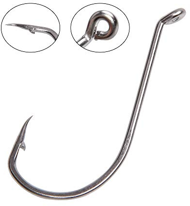 Shaddock Lot de 30 grands hameçons de pêche en acier inoxydable - - Bec - Pour eau salée - Taille : 1/0-9/0 (6/0-30 pièces)
