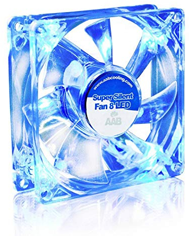 AABCOOLING Super Silent Fan 8 Blue LED - una Silenziosa e Molto Efficiente 80mm Ventola per Case PC, Ventilatore per Computer, 12 Volt Ventole PC LED, 8cm, Ventola Silent 13,9 dB(A)