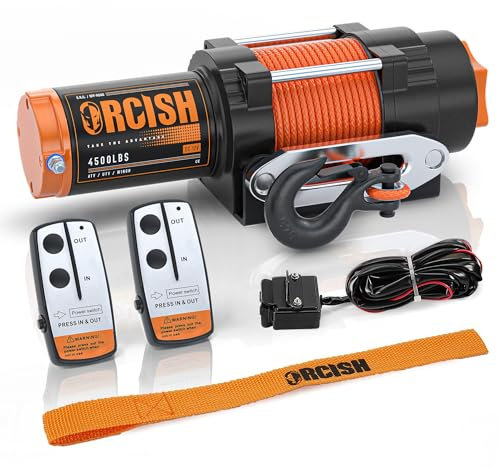 ORCISH 4500 LB 12V Electric Winch, ATV/UTV Winch Kit with Synthetic Rope