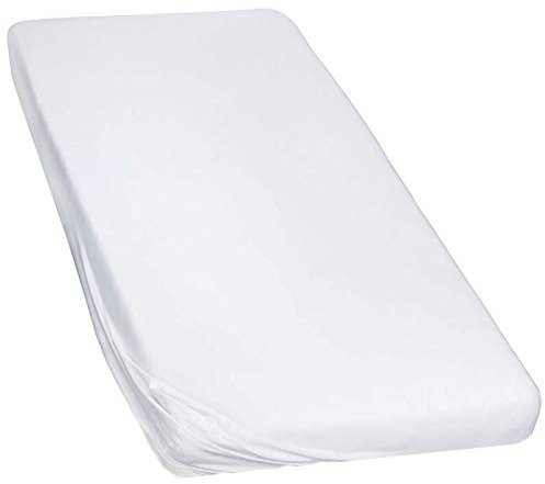 Moon-Luxury Topper Spannbettlaken Jersey Stretch Spannbetttuch Boxspringbett 97% Mako-Baumwolle 3% Elastan 230g/m²-weiß-180x200-200x220