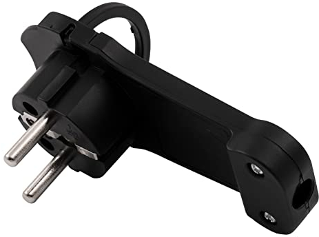 MC Power Fiche coudée de protection extra plate avec poignée/anse et décharge de traction Noir