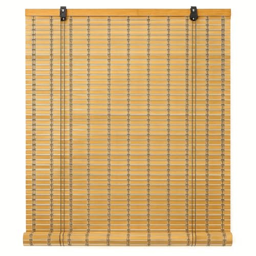 Virsus 1 Tapparella a rullo in Bambù Avvolgibile 6913, Tenda da sole in bamboo naturale colore Legno chiaro, arrotolamento carrucola per porte finestre Interni ed Esterni Varie Dimensioni (100x200 cm)