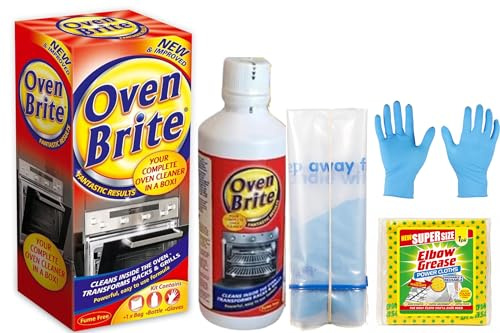 Oven Cleaner- Heavy Duty Oven Cleaning Kit - 500 ml Bottle – Bags for Rack and Gloves Included - Complete Oven Cleaner Set with 1 Pack Power Cleaning Cloth