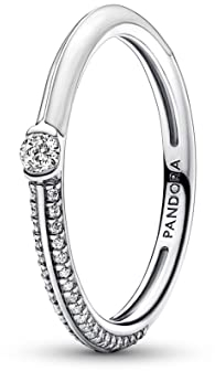 PANDORA ME Pavé & Weiß Doppelring aus Sterling Silber mit klaren Cubic Zirkonia Steinchen in der Größe 56, 192528C02-56