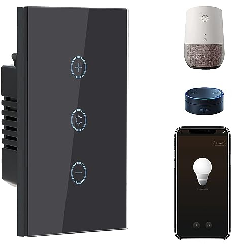 BSEED Smart Dimmer Switch, 2.4GHz WiFi Dimmer Light Switch Works with Alexa and Google Home, Neutral Wire Required Light Switch Dimmer, Single Pole Touch Dimmer Switch for Lamp, Remote Control, Black