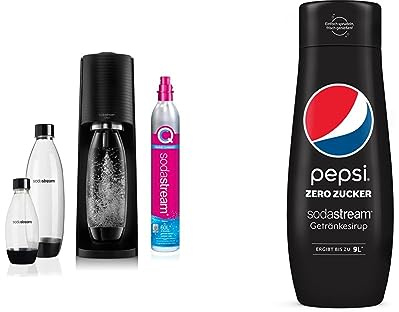 Sodastream Terra Megapack, Gasatore D’Acqua Per Trasformare L’Acqua In Acqua Frizzante & Concentrato per la preparazione di bevande dissetanti gassate al gusto Pepsi Max. 440ml