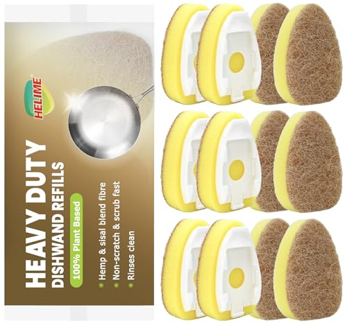 Natural Dishwand Sponge Refills, Plant-Based Dish Wand Replacement Head