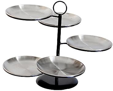 rockible Set di alzate e Piatti da Portata Alzata da Dessert Vassoio per Biscotti a Buffet a 5 Piatti, Piatto da Portata per spuntini di Frutta per Feste di, ARGENTE