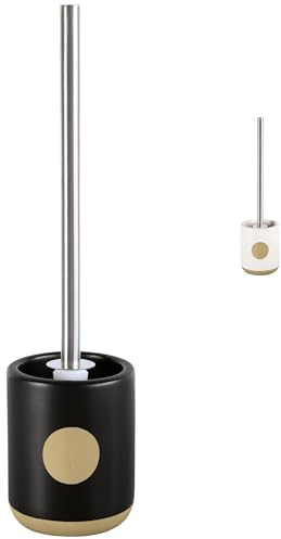 KW Luxury Ceramic/Porcelain/Stoneware Toilet Brush and Holder (Spot Black)