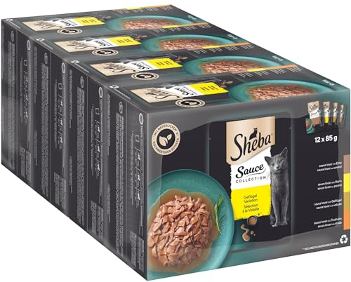SHEBA Portionsbeutel Nassfutter Multipack Sauce Collection Geflügel Variation 4 x 12 x 85g