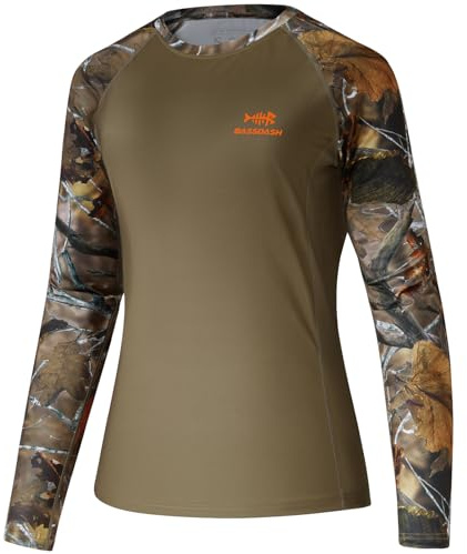 BASSDASH Women’s Camo Hunting Shirt Long Sleeve UPF 50+ Sun Protection Performance Tee Fishing Hiking