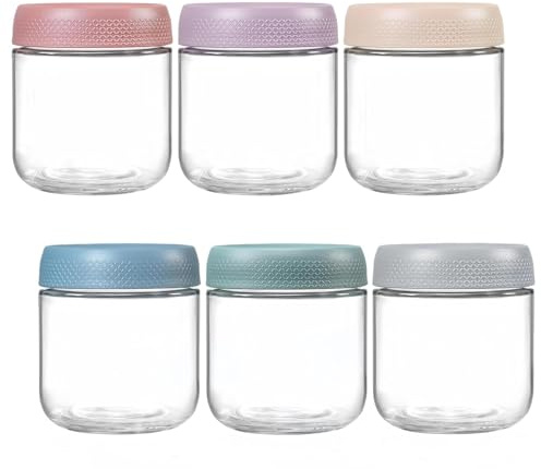 6-Pack 10.6 oz Glass Jar with Screw Lid Leakproof Overnight Oats Container