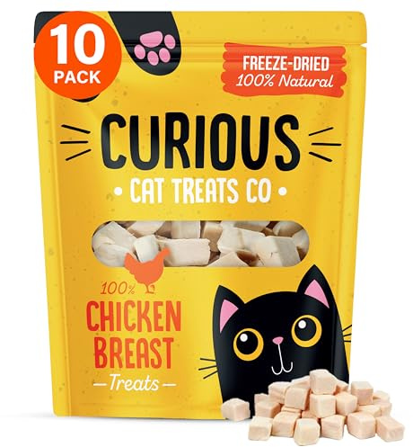 Freeze Dried Chicken Cat Treats 100% Natural Grain Free Fresh Chicken Dry Cat Treat Allergen-Free & Hypoallergenic Easy Digestion Nibbles for Cats 10 Bags x 10g