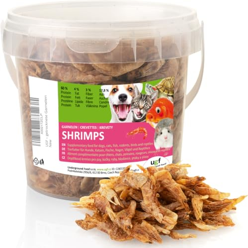 UGF - Getrocknete Garnelen 500 ml ≈ 75g Eimer, Shrimp Insekten, Vogelfutter Wildvögel Ganzjährig, Hunde Leckerlis, Schildkröten Futter, Nagetierefutter, Eidechsenfutter, Fischfutter