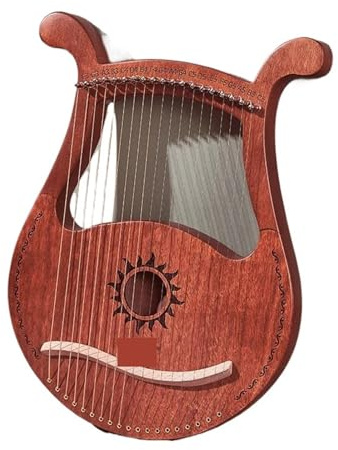 Lyre 19 strängar lyre harpa piano lyre harpa 19 strängar mahogny musikinstrument med reservsträng förvaringsväska lyre harpa (färg: mörkt trä)
