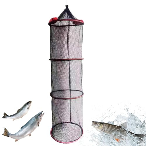 Cestino per pesce galleggiante, cestino da pesca per pesce pescato | Rete da pesca portatile,Gabbia per esche da pesca portatile pieghevole con cestino per pesci galleggiante in rete per pesci cattura