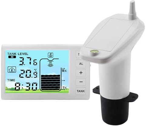 Compteur de profondeur de liquide de réservoir d'eau à ultrasons, capteur de jauge de profondeur à affichage numérique,Capteur d'eau Capteurs de liquide pratiques | Profondimètre de liquide avec affic