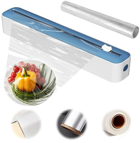 Cling Film Dispenser and Cutter, 2-in-1 Tin Foil Wall Mounted Refillable Wrap Dispensers with Cling Film, Ease Use of Wide Range of Applications to Aluminum Tin Foil for Home and Kitchen