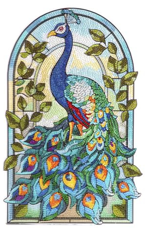 Ideen mit Herz Diamond-Painting-fönsterbild | Glaskonstutseende | dekoration och gör-det-själv | material: PET (påfågel)