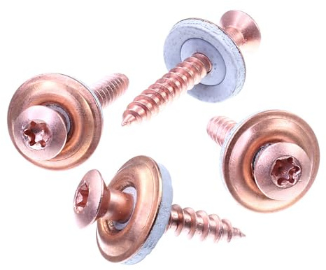 SECCARO Viti idrauliche 4,5 x 120 mm, ramate, acciaio inox A2, guarnizione di tenuta in EPDM da 15 mm, TX/esagono incassato, 50 pezzi