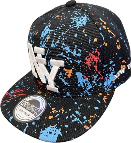 Jeamis NY USA Snapback Baseball Cap Kappe Cappy Unisex Trucker Starter Basecap Mütze Hawaii Sommer Kult (DE/NL/SE/PL, Alphanumerisch, Einheitsgröße, NY Bunt Blau)