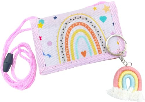 Bikasun Regenbogen Brustbeutel Kinder mit Schlüsselanhänger, Boho Geldbörse Geldbeutel für Mädchen, Geldbeutel zum umhängen, Brieftasche Kleine, Geburtstag Geschenk
