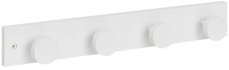 DRW Perchero de pared con 4 pomos de madera en blanco